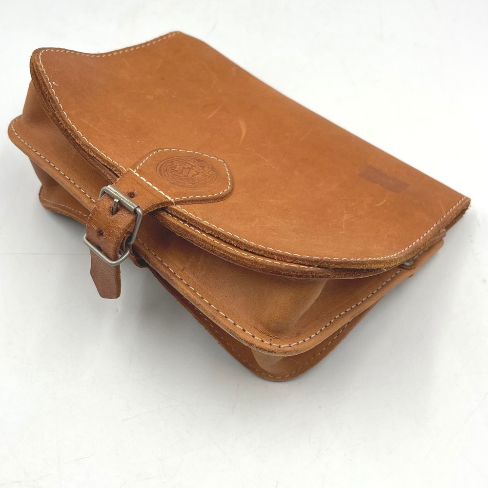 Unisa Leather Clutch Tan Womens Small Vintage Buckle Crest Uruguay Made